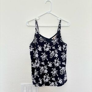 Skies Are Blue Black and White Floral Camisole